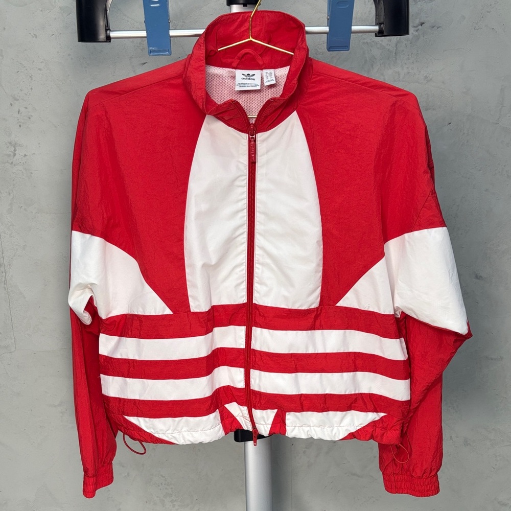 Adidas Red and White Windbreaker